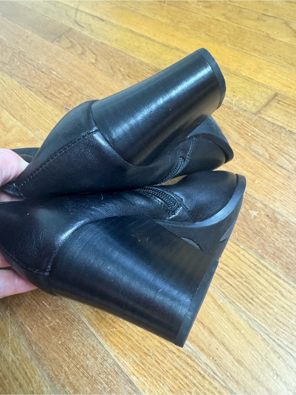 Born Black Leather Mid-Calf Block Heel Boots - Picture 4 of 11